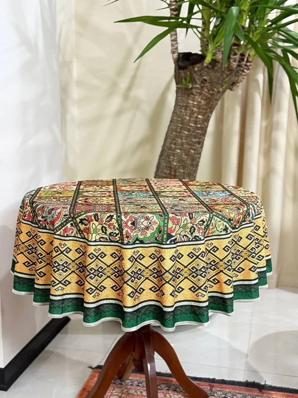 رومیزی گرد طرح خشتی - Image 2