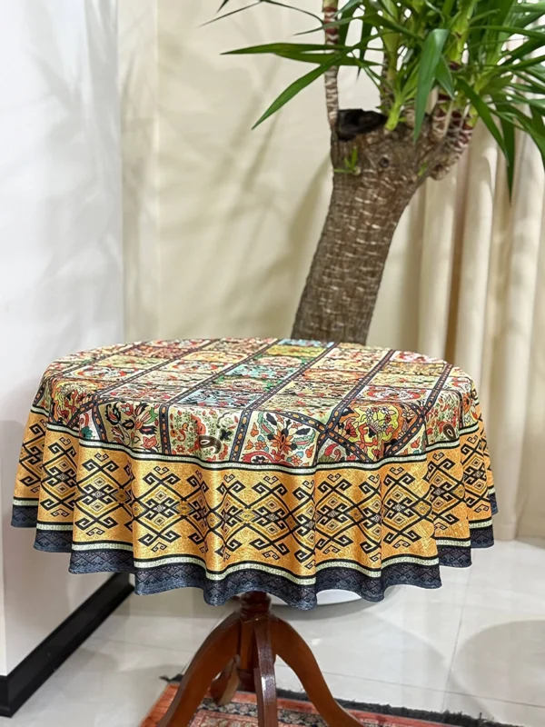 رومیزی گرد طرح خشتی - Image 5