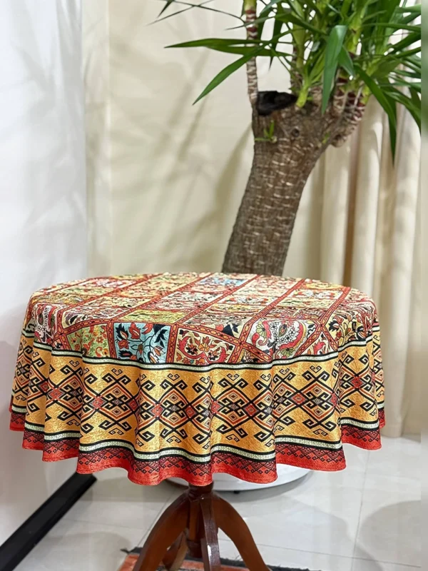 رومیزی گرد طرح خشتی - Image 4
