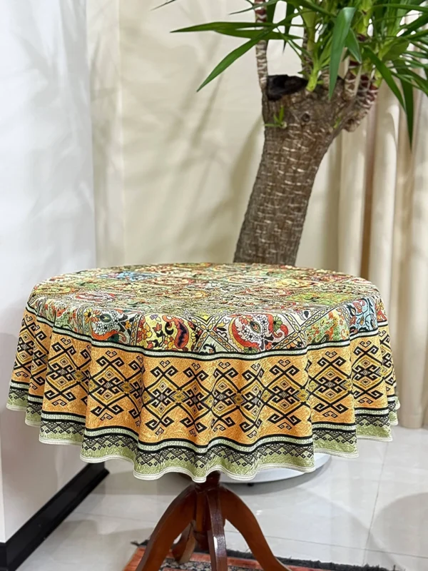 رومیزی گرد طرح خشتی - Image 3